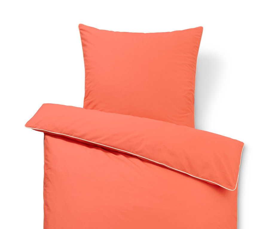 Korálová prémiová bavlnená posteľná bielizeň, dvojlôžko, a vankúš.