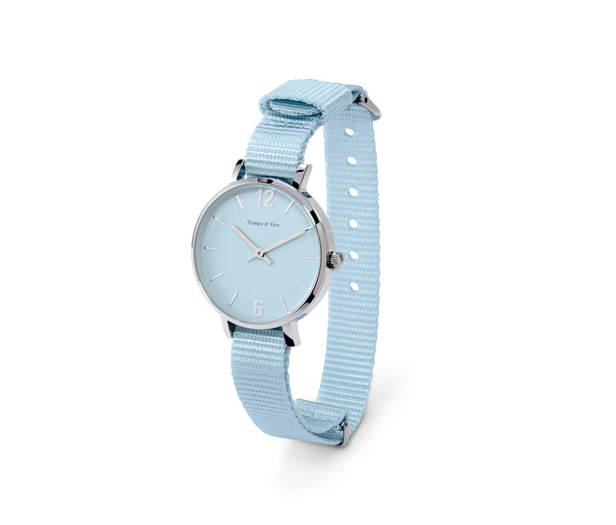 Modré náramkové hodinky quartz z ušľachtilej ocele 316L.