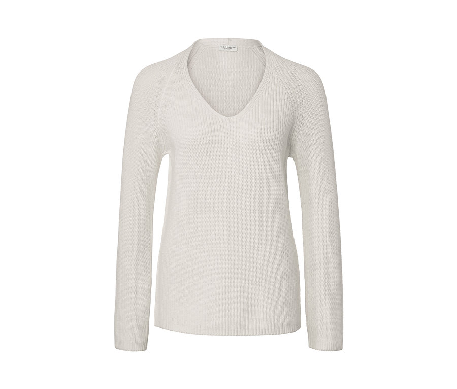Krémový pletený pulóver s výstrihom do V.