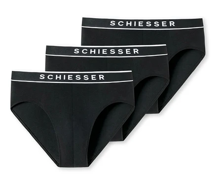 Troje čierne nohavičky SCHIESSER Rio-Slip s biobavlnou.