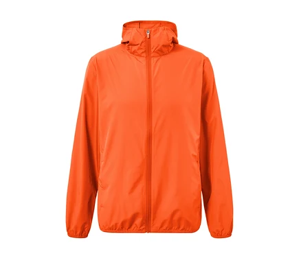 Oranžová ľahká funkčná bunda »packable« na zips s kapucňou.