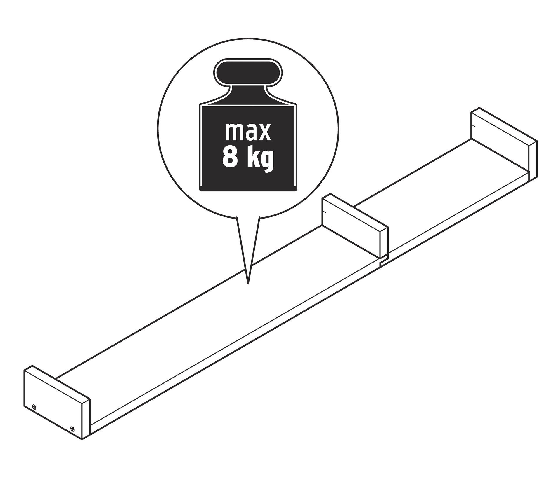 Tchibo - Nástenná polička, cca 120 cm