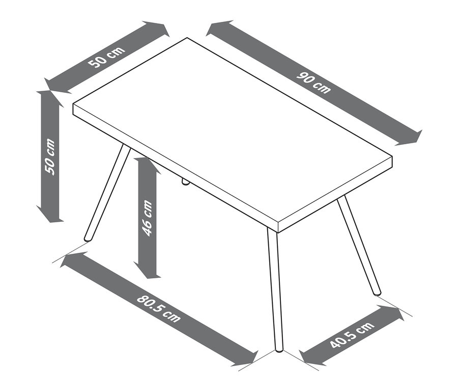 Rozmery konferenčného stolíka s doskou stola z polycementu.