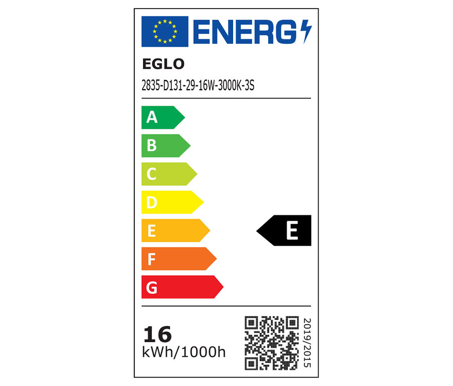 Energetický štítok EGLO 2835-D131-29-16W-3000K-3S s triedou energetickej účinnosti E.