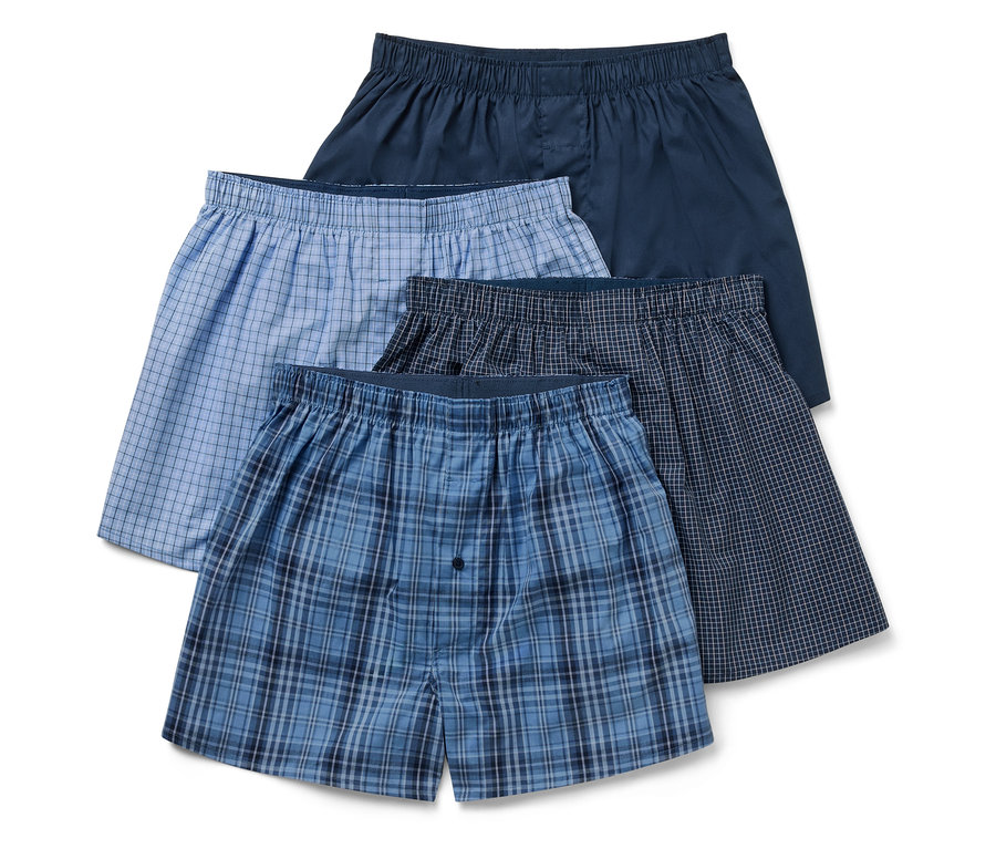 Štyri pánske boxerky rôznych farieb a vzorov.