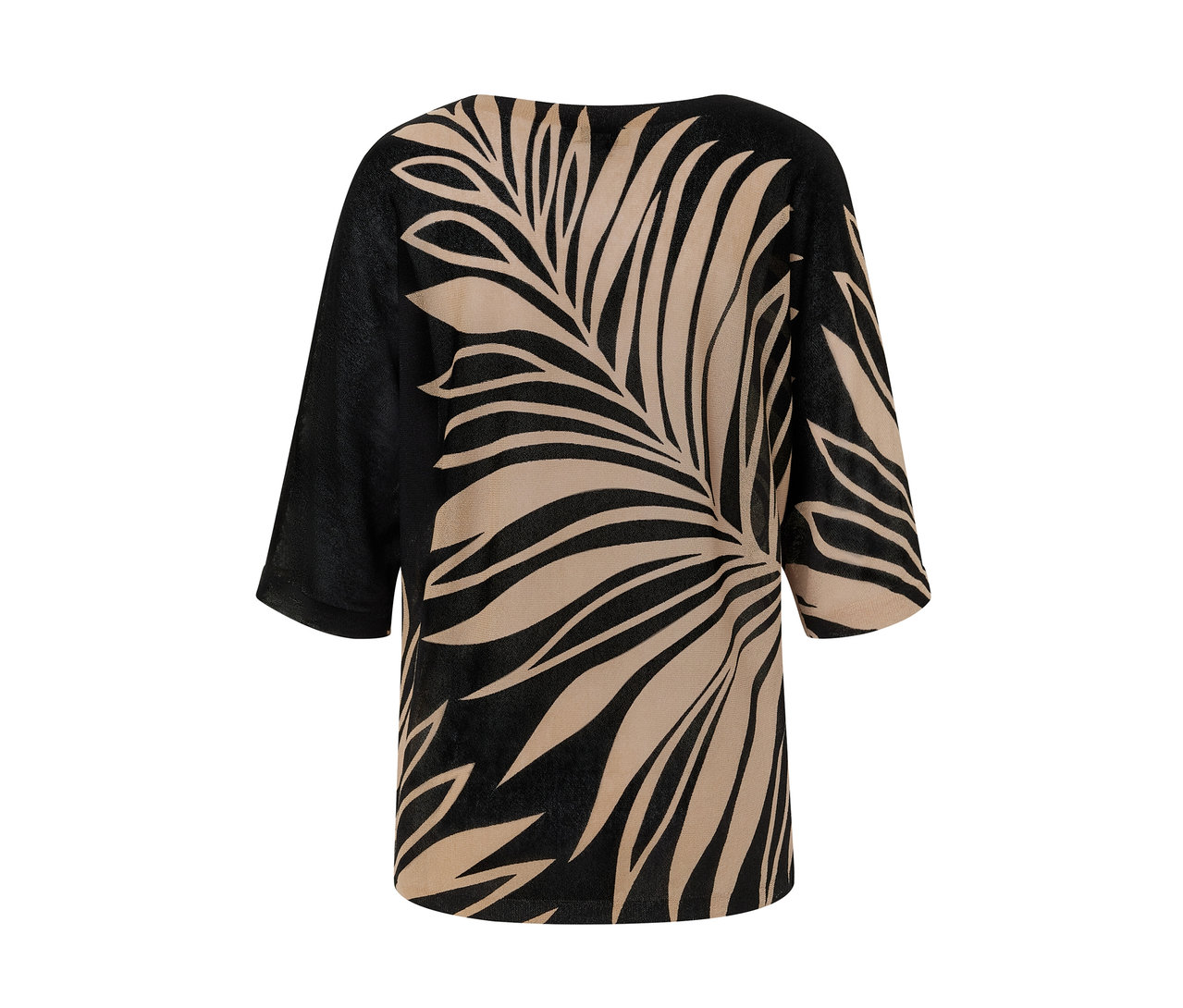 Detail potlačeného pulóvra z jemného úpletu.