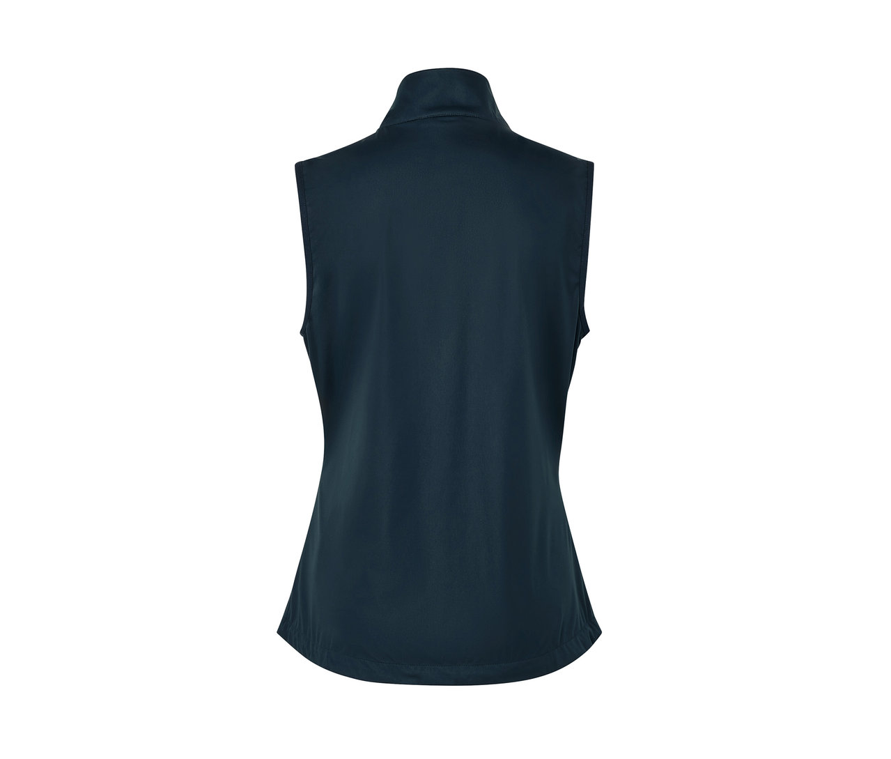 Tmavomodrá softshellová vesta zozadu.