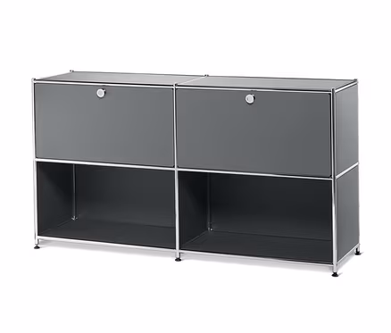 Detail kovovej odkladacej skrinky »CN3« s 2 nastaviteľnými výklopnými priehradkami, sivá.