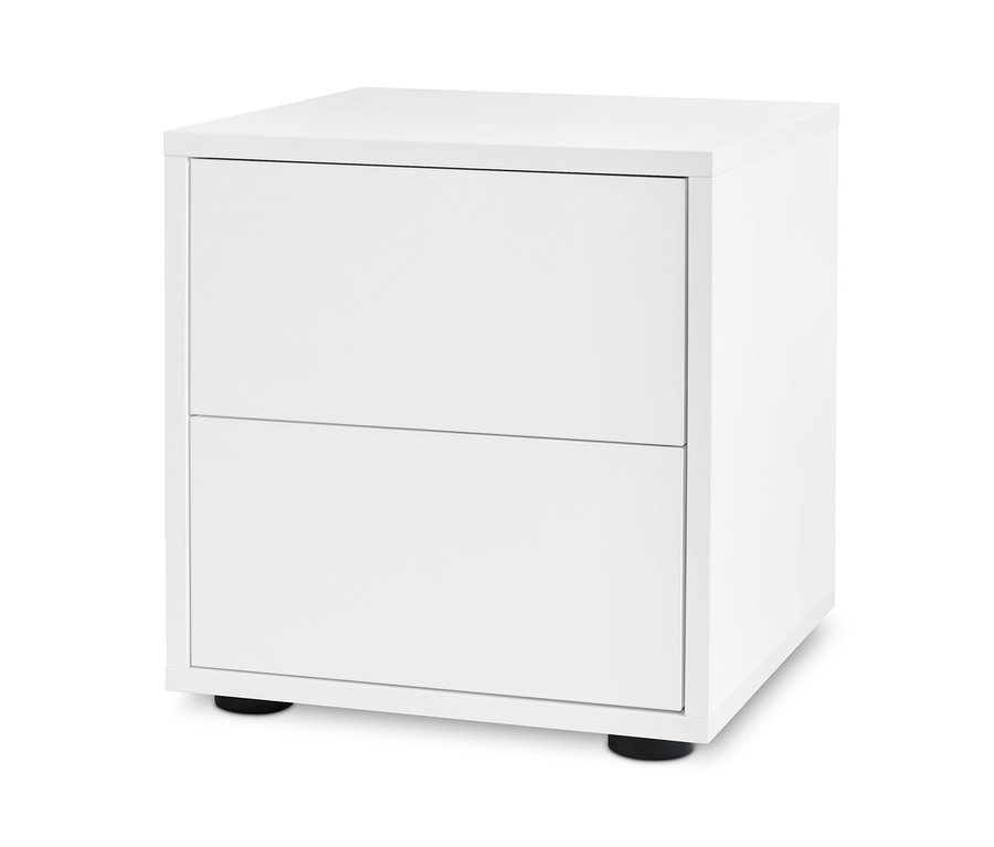 Biely regálový modul Flemming, cca 75 x 37,5 cm, s 2 zásuvkami.