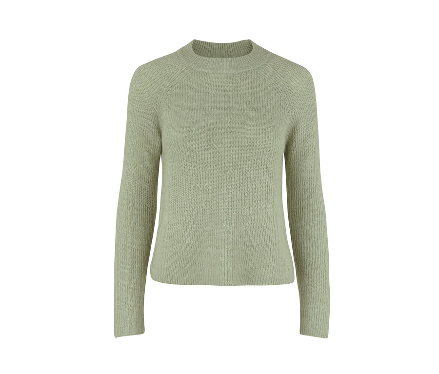 Pulóver z hrubej pleteniny, šalviový.