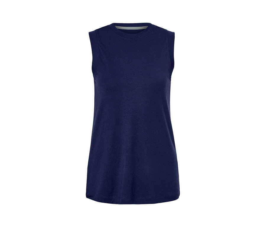 Tmavomodrý športový top bez rukávov.