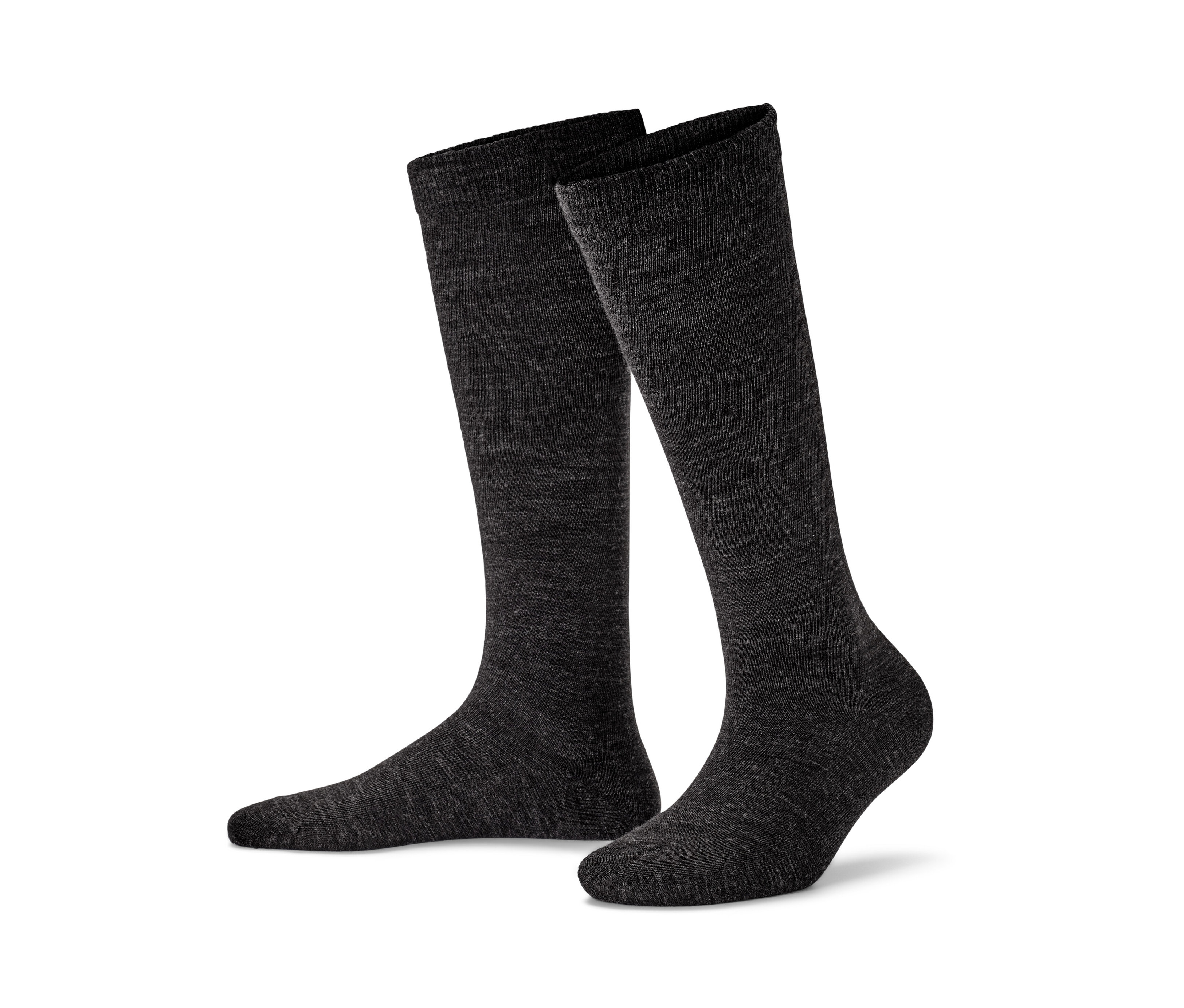 Dva sivé páry podkolienok s merino vlnou.