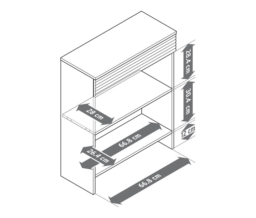 Schéma konzolového stolíka so zásuvkou a rozmermi.
