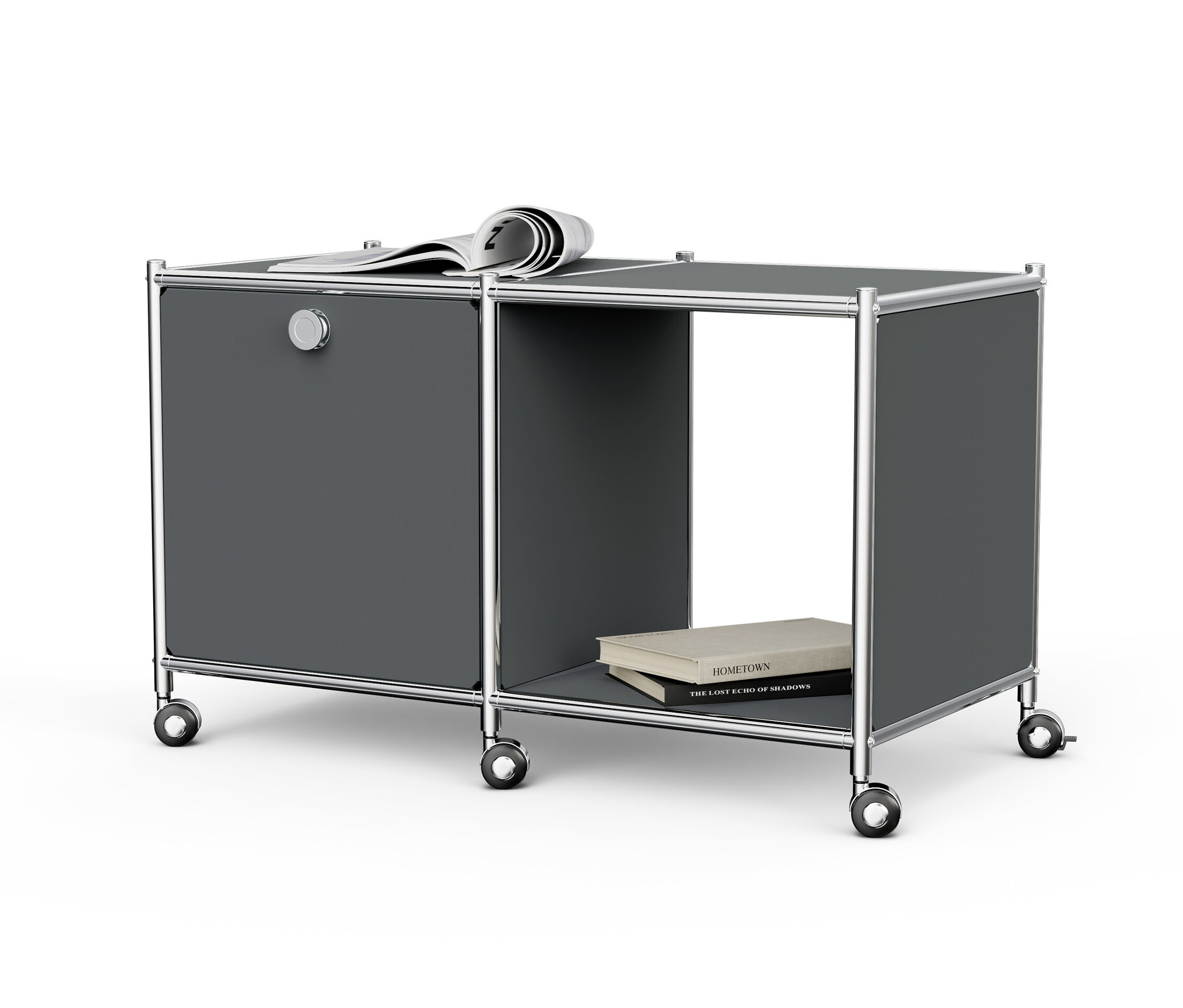 Tchibo - Kovový nočný stolík »Cn3« s 1 výklopným p