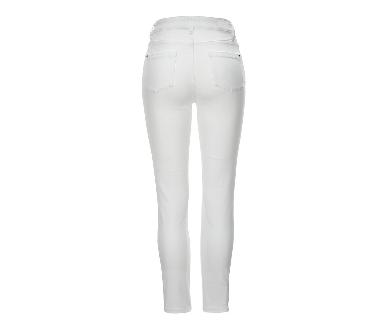 Pohľad zozadu na biele džínsy Slimfit.