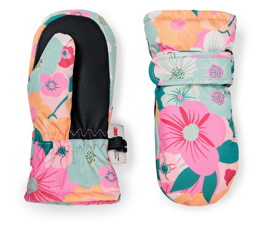 Dve palčiaky s kvetinovým vzorom ležia vedľa seba.