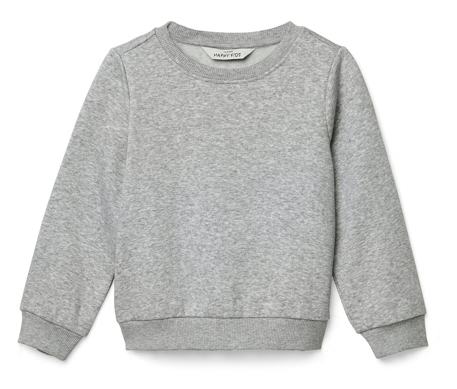 Sivá mikina leží na bielom pozadí.