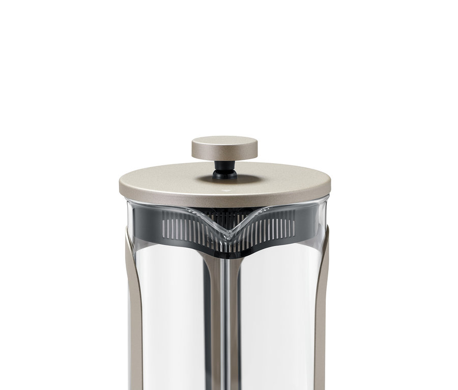 Detail kanvice french press 800 ml pre 6 šálok vo farbe šampanského.