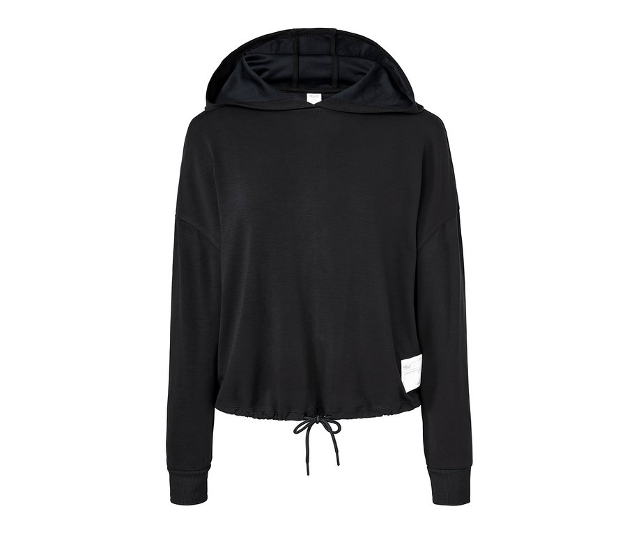 Čierna Domáca mikina s kapucňou a šnúrkou.