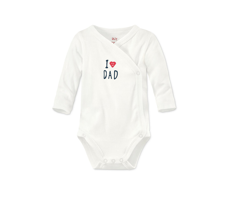 Biele body s dlhým rukávom z biobavlny s nápisom „I love Dad“.