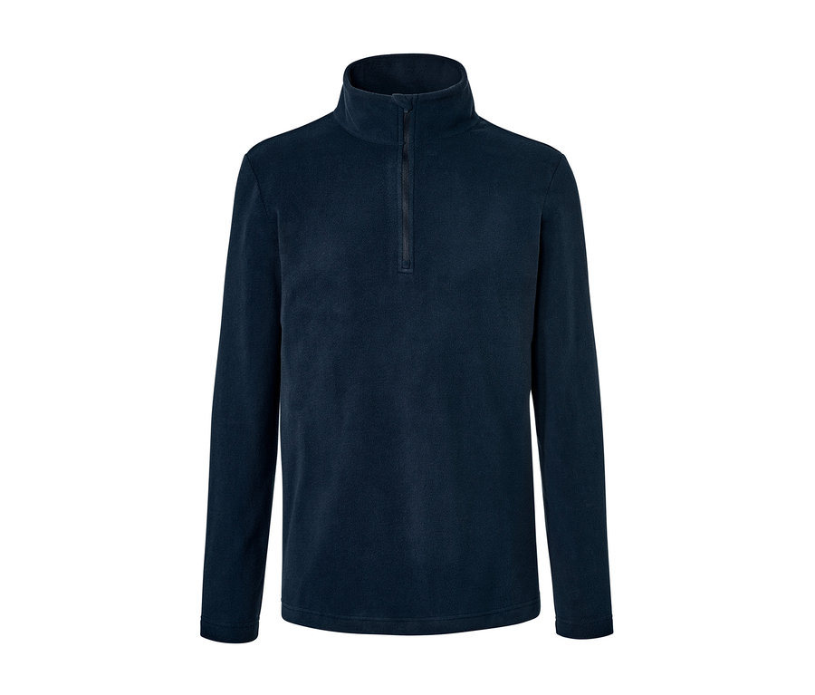 Tmavomodrý top z mikroflaušu s dlhými rukávmi a zipsom pri krku.