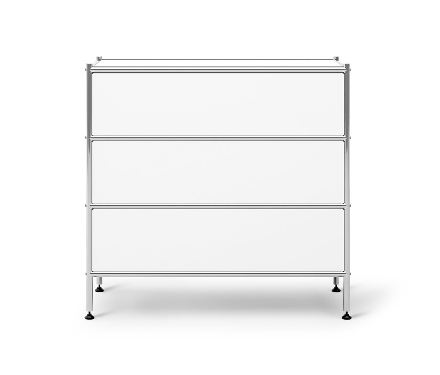 Biela kovová komoda »CN3« s 3 zásuvkami.