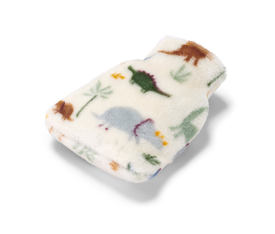 Malý termofor s dinosaurom na bielom pozadí.