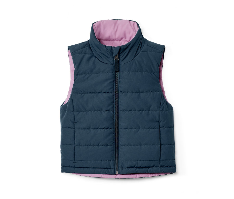 Modrá detská obojstranná prešívaná vesta.