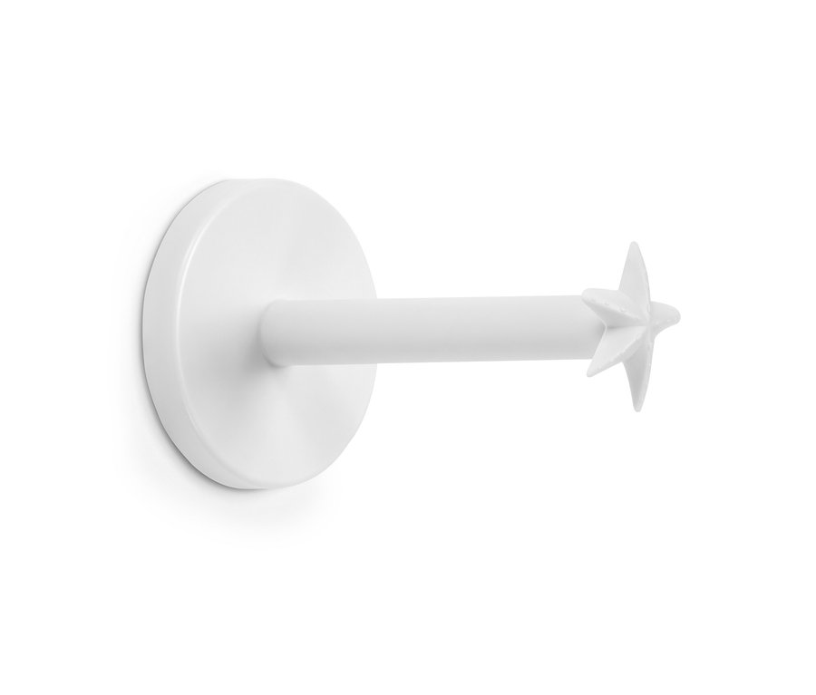 Biely držiak na toaletný papier.