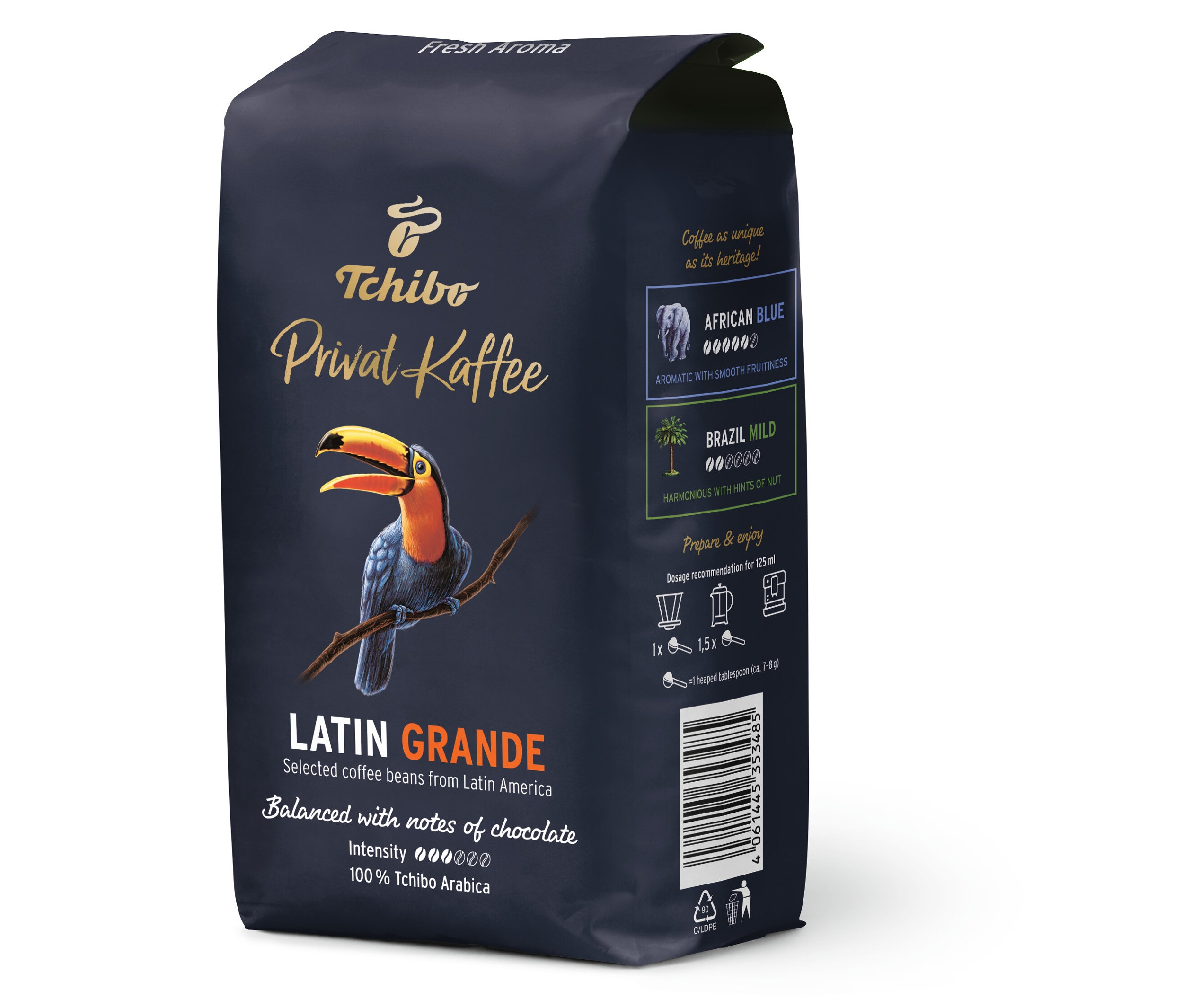 Tchibo - Privat Kaffee Latin Grande - 500 g, zrnková káva - Intenzita: 3/6