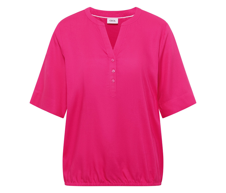 Ružová tuniková blúzka CECIL s véčkovým výstrihom a krátkymi rukávmi.