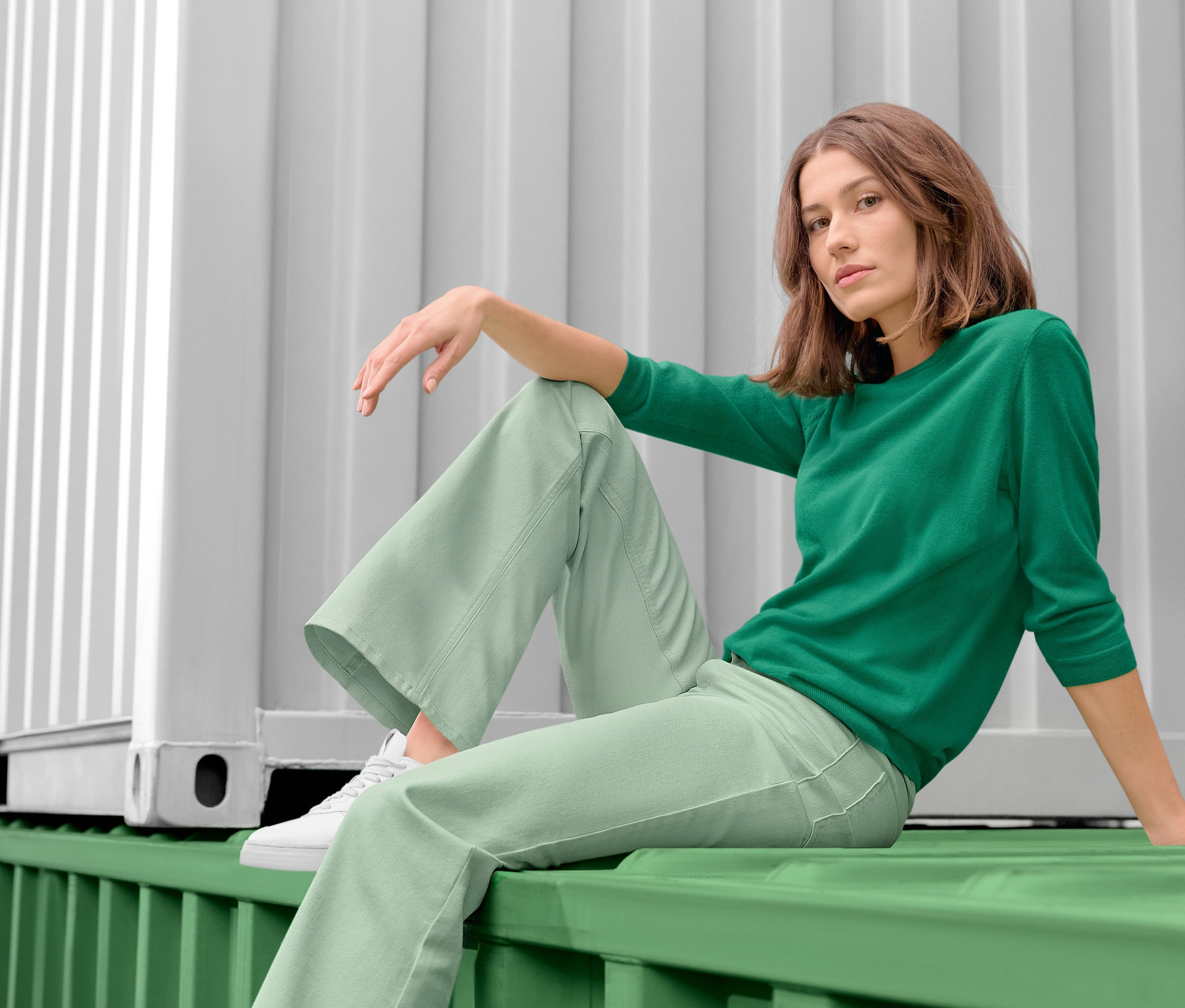 Tchibo - Bootcut džínsky – strih »Lou«, mätovozelené