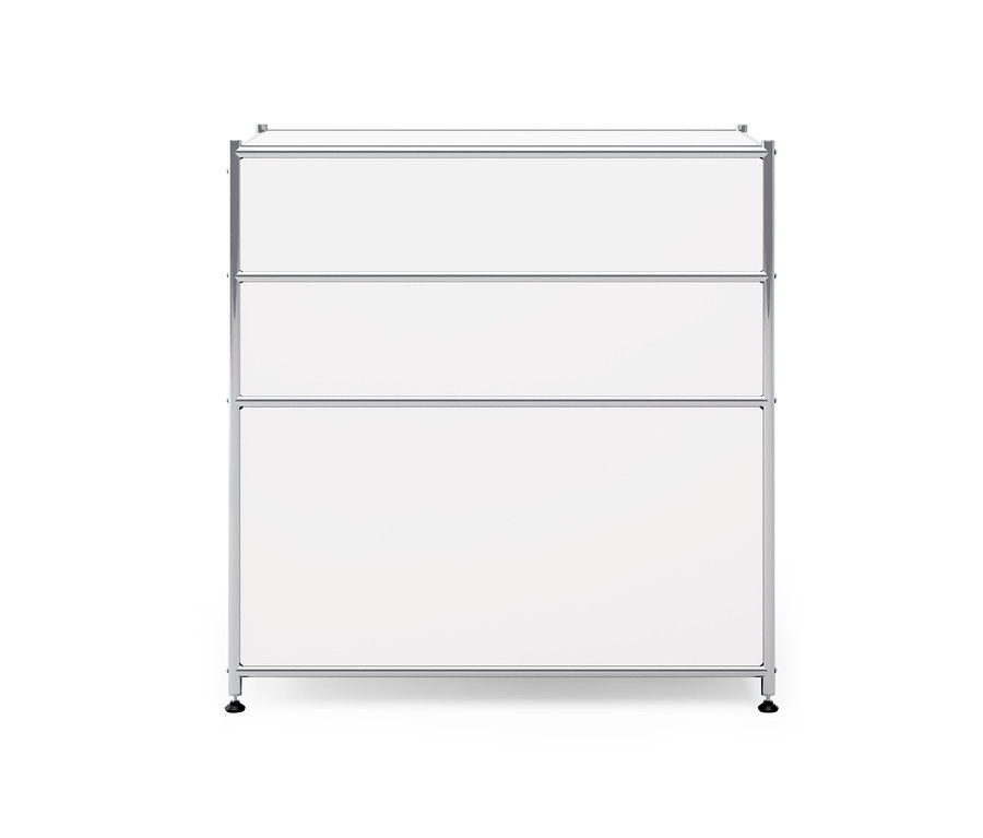 Biela kovová komoda »CN3« s 3 zásuvkami.