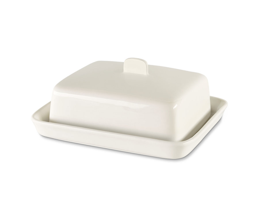 Biela dóza na maslo.