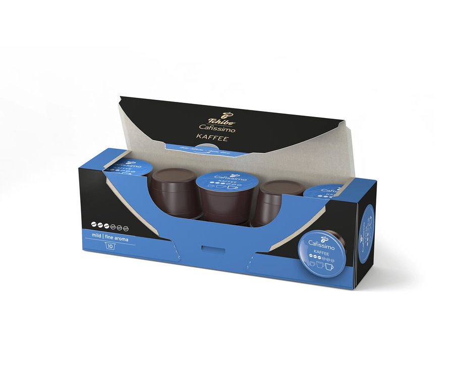 Otvorené balenie s desiatimi kapsulami Káva jemná.