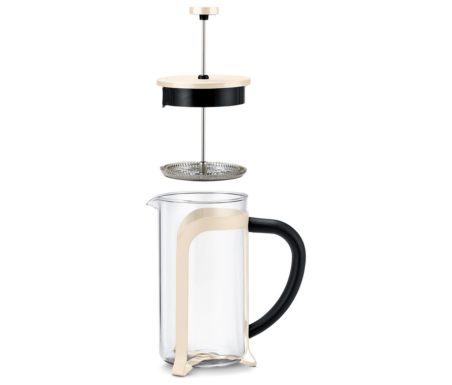 Rozložená kanvica french press 800 ml, 6 šálok, v béžovej farbe.