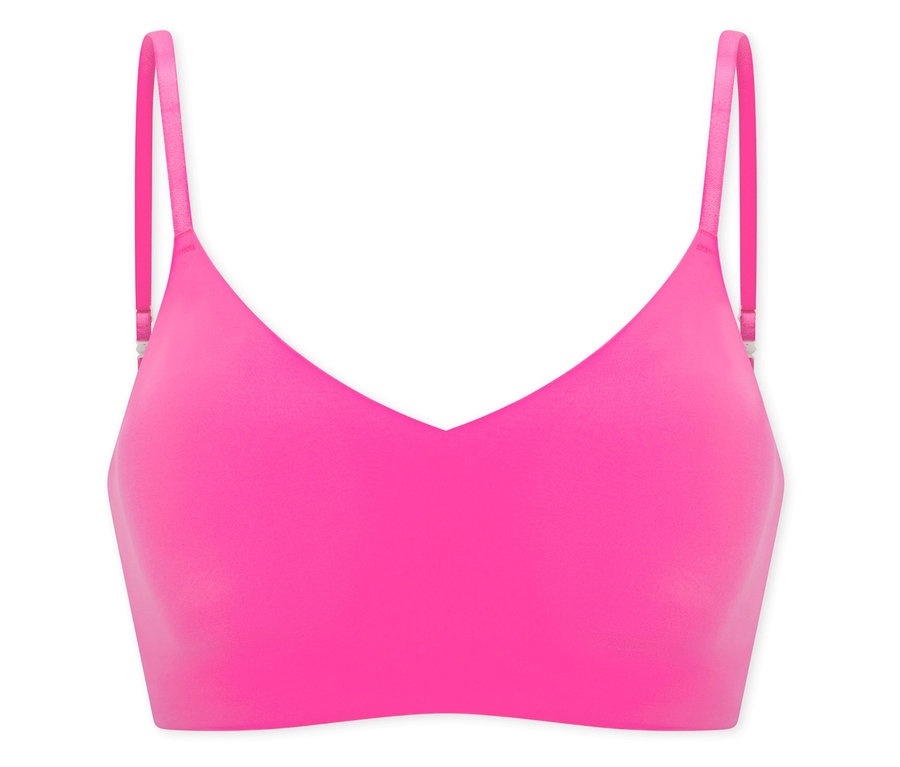 Ružová neviditeľná podprsenka SCHIESSER s vložkami na bielom pozadí.