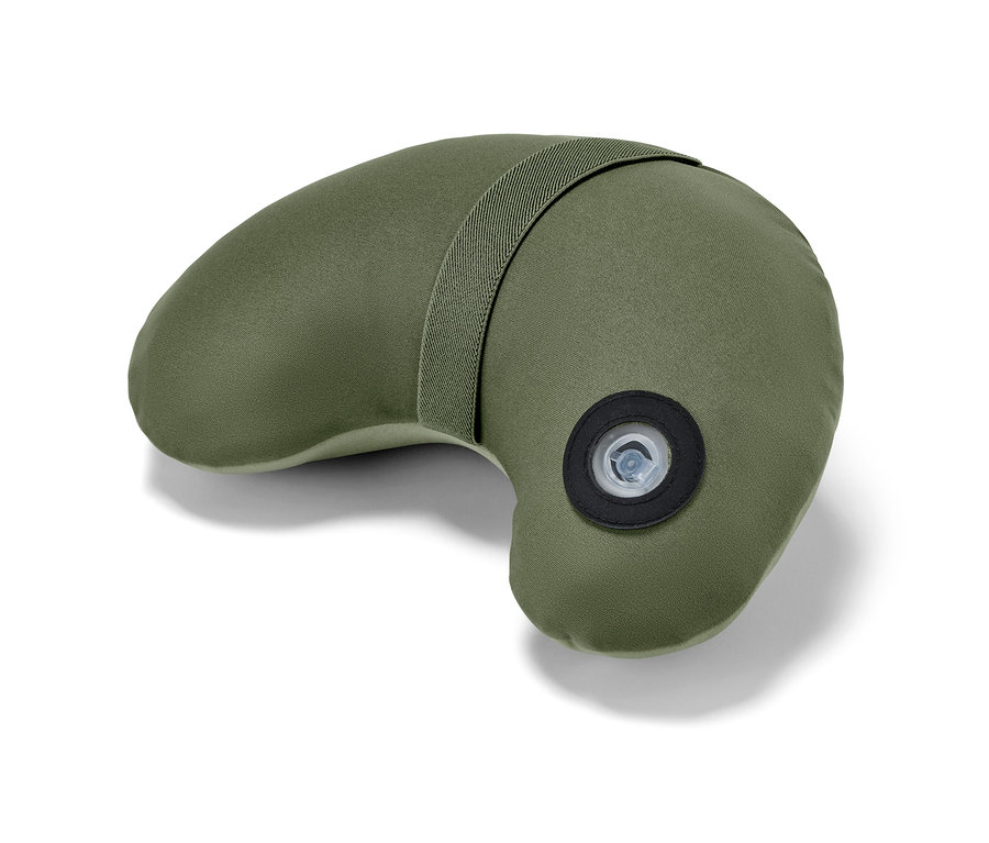 Zelený nafukovací vankúš na krk.