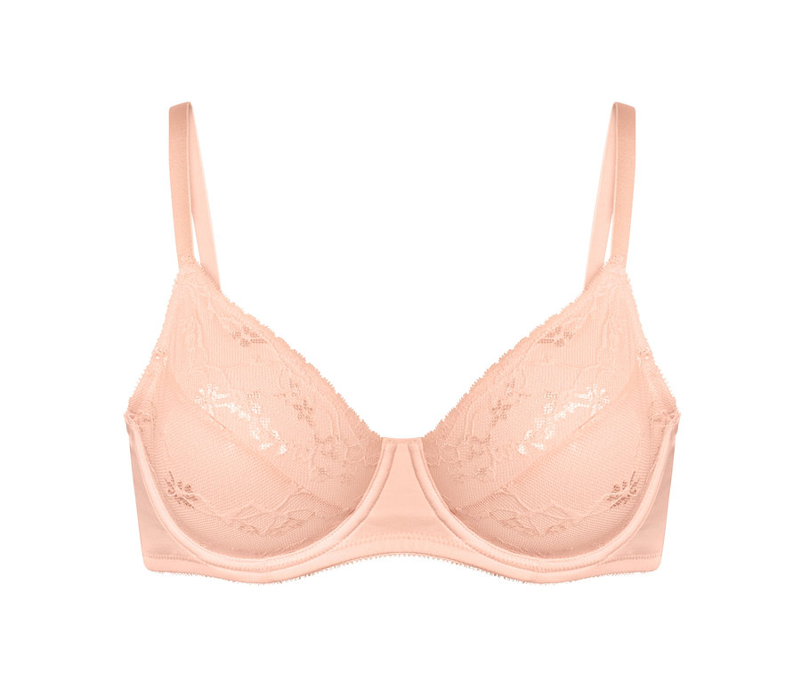 Marhuľová podprsenka s kosticami a čipkou.