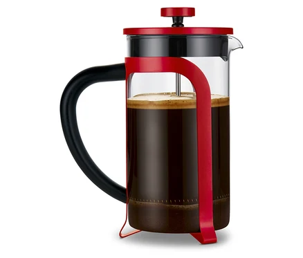 Červená kanvica french press 800 ml, 6 šálok.