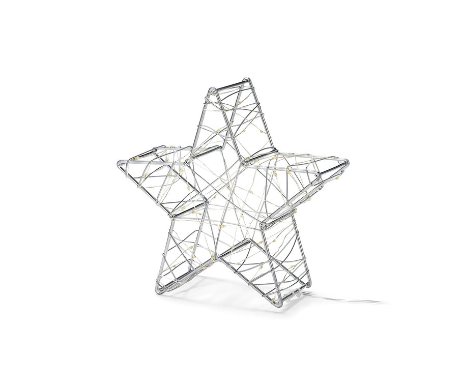 Malá LED dekoračná hviezda na bielom pozadí.