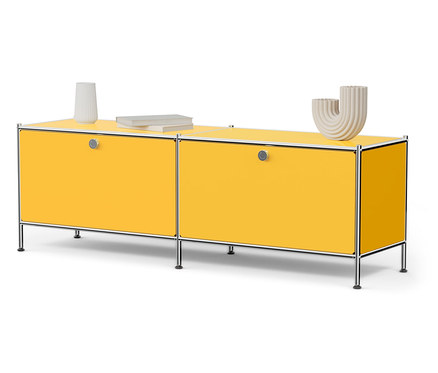 Kovová nízka skrinka »CN3« s výklopnými priehradkami, žltá