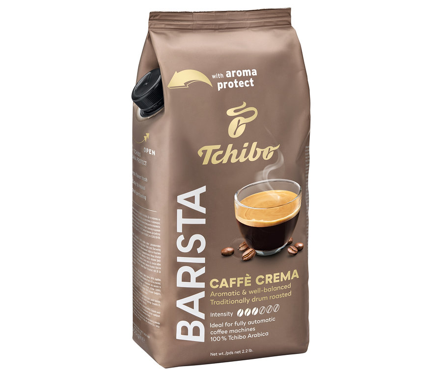 Balenie zrnkovej kávy BARISTA Caffè Crema - 1× 1 kg od spoločnosti Tchibo.