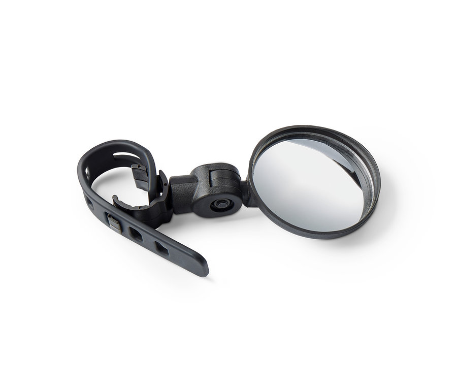 Čierne malé zrkadlo na bicykel.