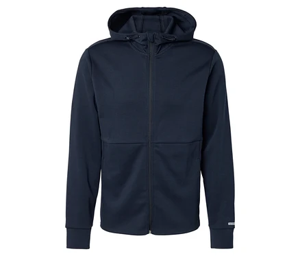 Námornícka modrá mikina s kapucňou na zips.