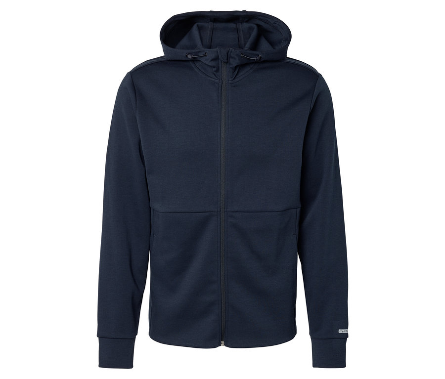 Námornícka modrá mikina s kapucňou na zips.