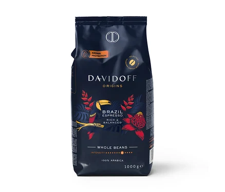Balenie zrnkovej kávy DAVIDOFF CAFÉ ORIGINS Brazil s hmotnosťou 1 kg.