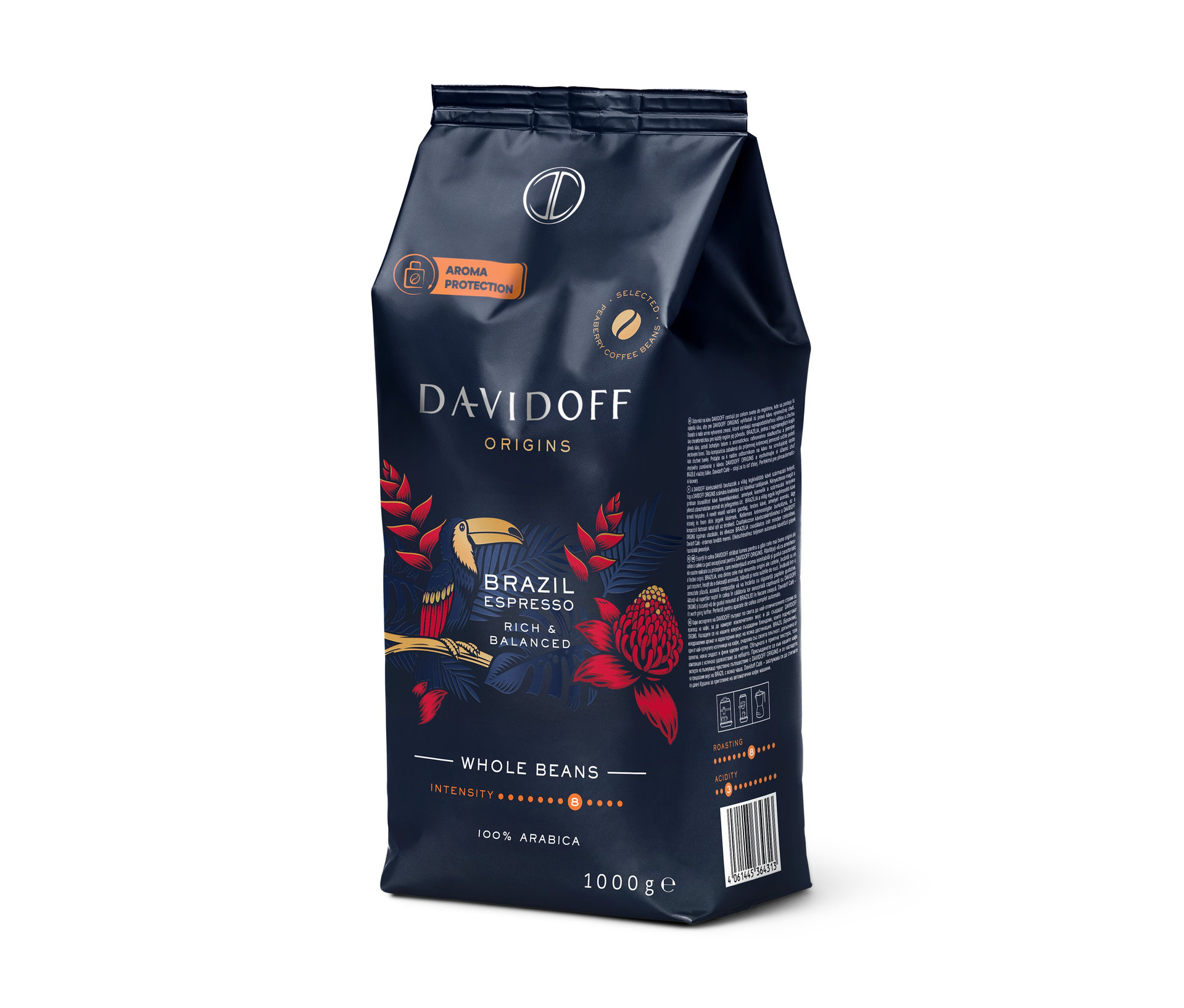 Tchibo - Davidoff Café Origins Brazil - 8 x 1 kg zrnkovej kávy - Intenzita: 8/12