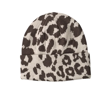 Pletená čiapka Street One s béžovým a tmavohnedým leopardím vzorom.