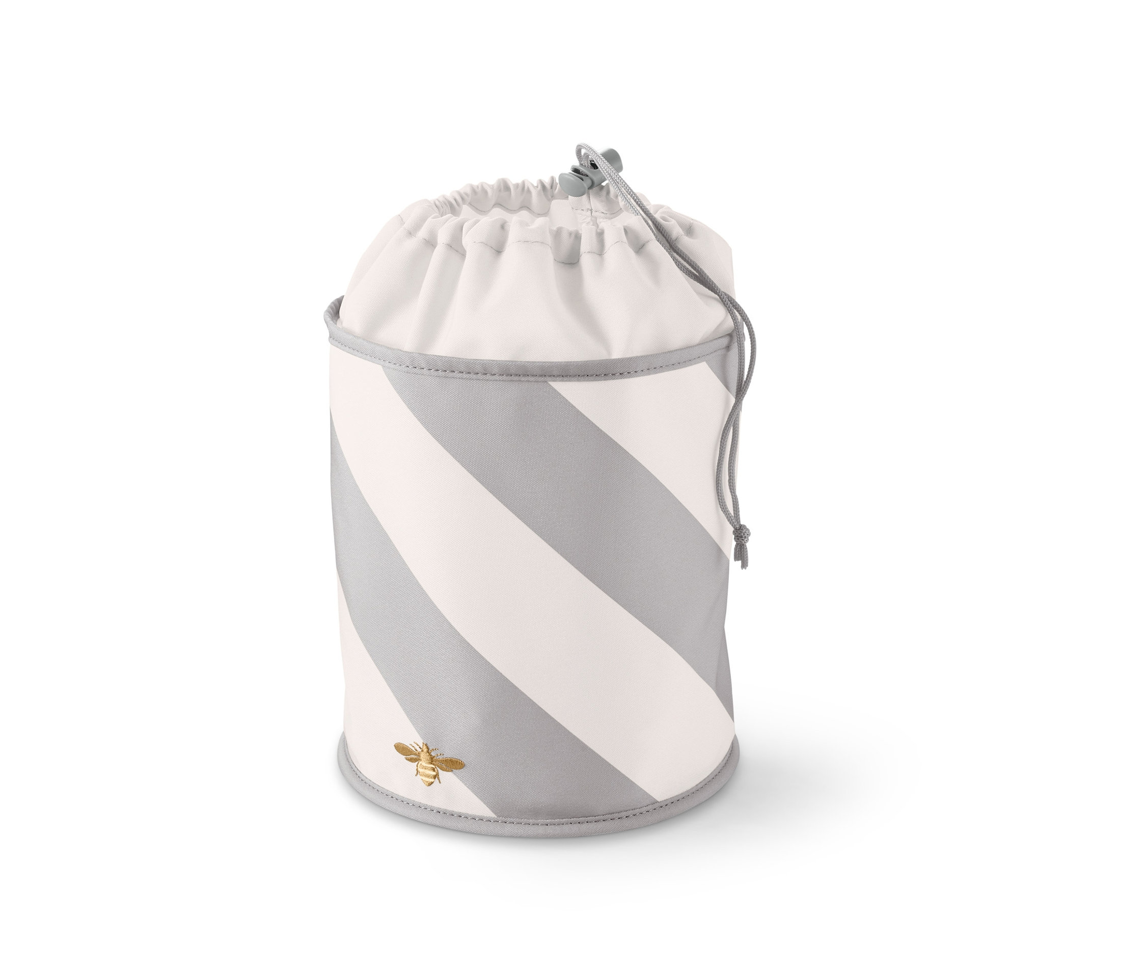 Prúžkované vrecko na štipce so sťahovacou šnúrkou.